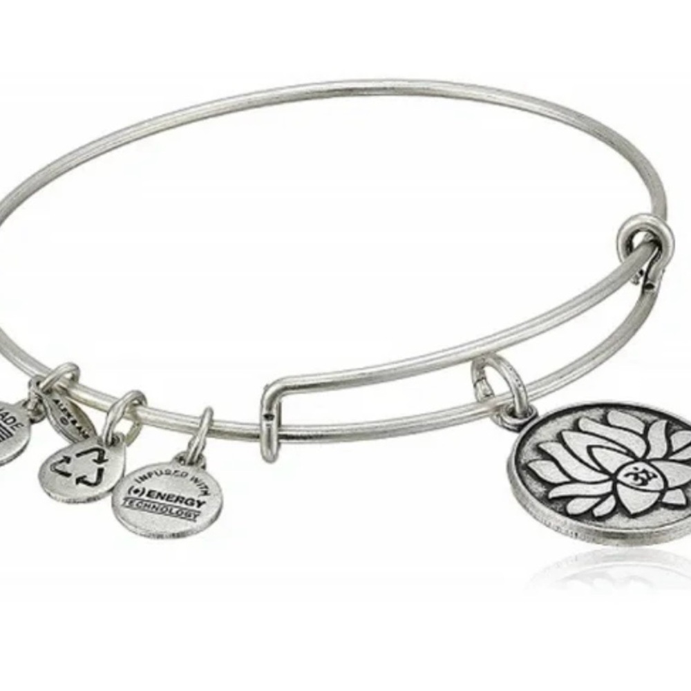 Alex and Ani Silver Lotus Peace Charm Bangle